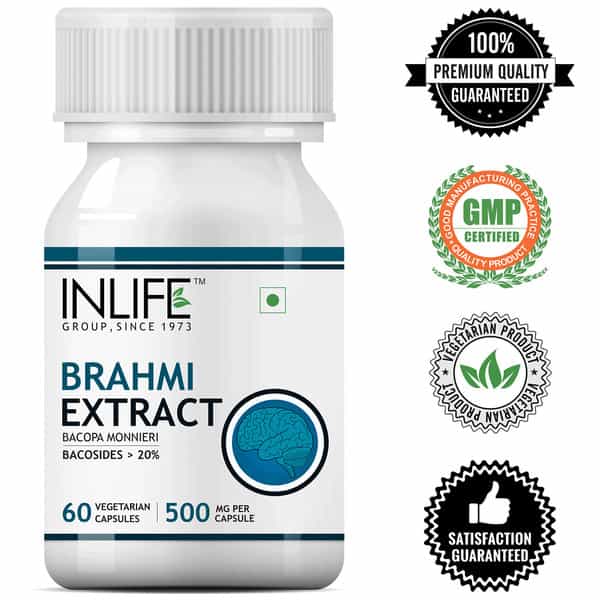 Inlife Brahmi/Bacopa Monnieri Extract Tablet Supplement 500 Mg 60 Vegetarian Capsules