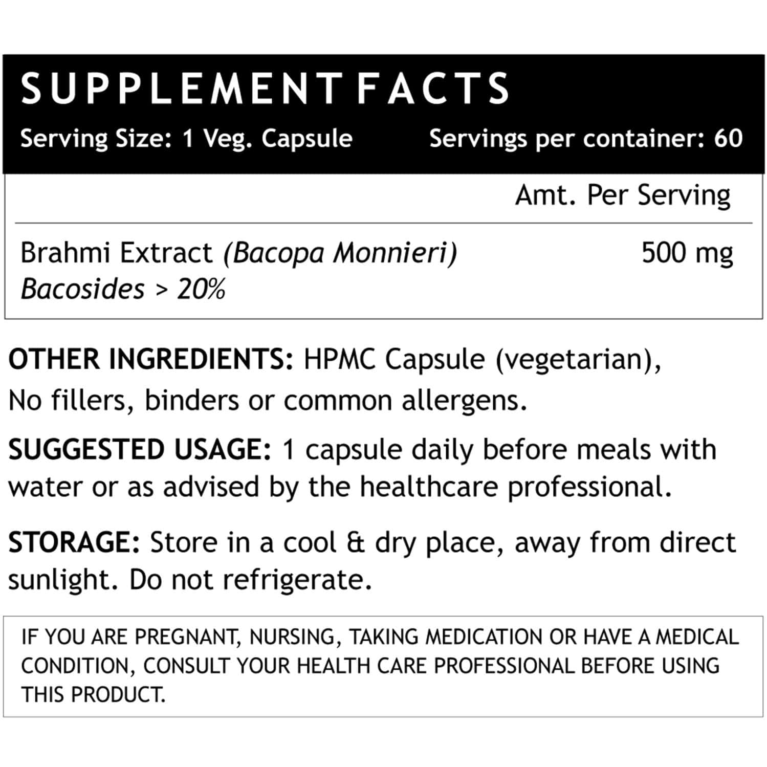 Complément Alimentaire Brahmi (Bacopa) 200 Mg - 120 Capsules Progress Labs