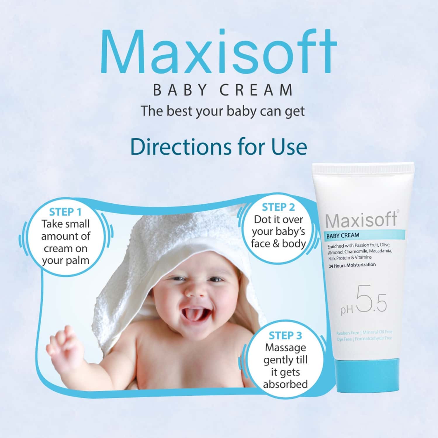 Buy MAXISOFT BABY CREAM 50 GM WITH CALENDULA & MILK PROTEIN PARABEN