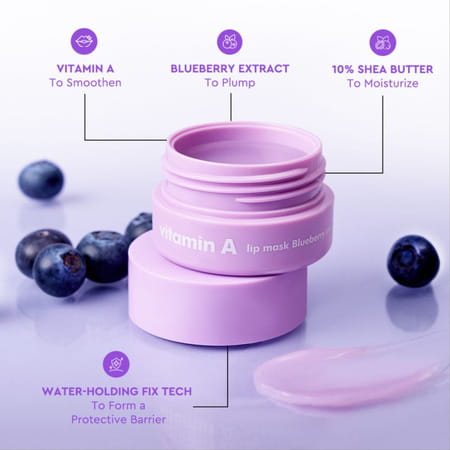 The Face Shop Vitamin A Lip Mask With Blueberry Extracts | Shea Butter For Soft Plump Lips - 5g