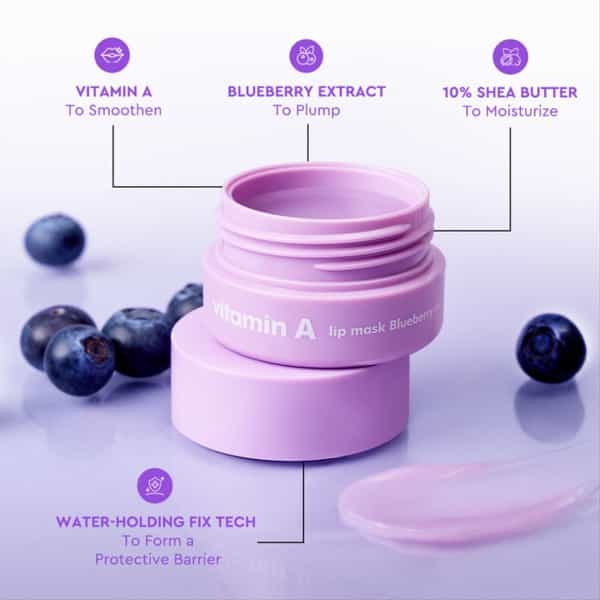 The Face Shop Vitamin A Lip Mask With Blueberry Extracts | Shea Butter For Soft Plump Lips - 5G