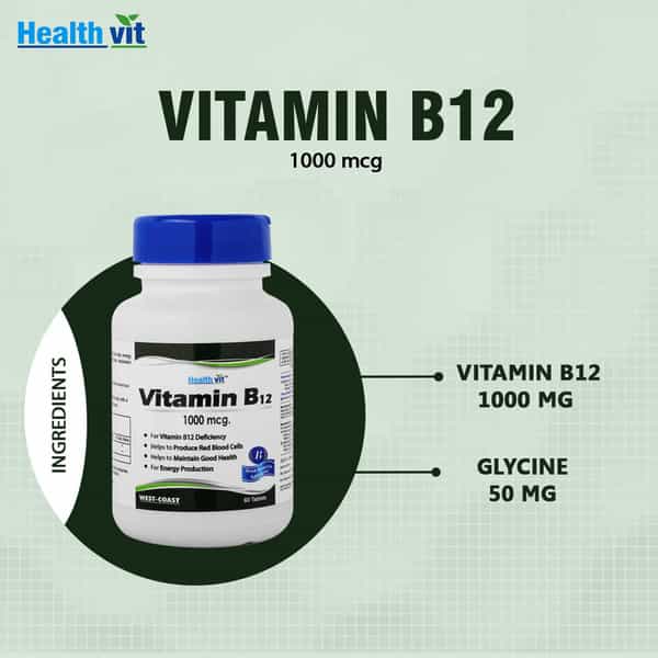Healthvit Vitamin B12 Methylcobalmin 1000Mcg - 60 Tablets