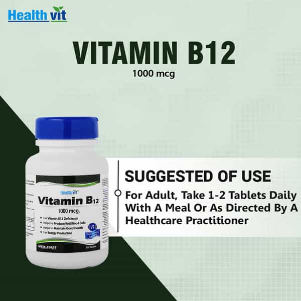 Healthvit Vitamin B12 Methylcobalmin 1000Mcg - 60 Tablets