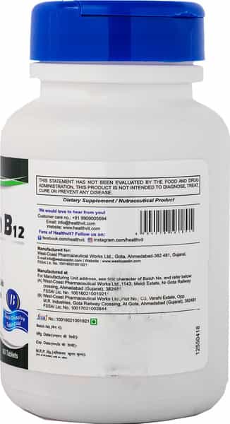 Healthvit Vitamin B12 Methylcobalmin 1000Mcg - 60 Tablets