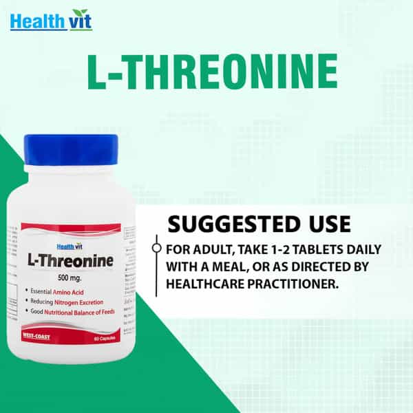 Healthvit L-Threonine 500 Mg - 60 Capsules