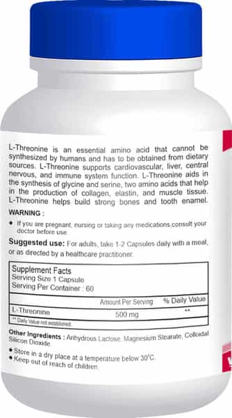 Healthvit L-Threonine 500 Mg - 60 Capsules