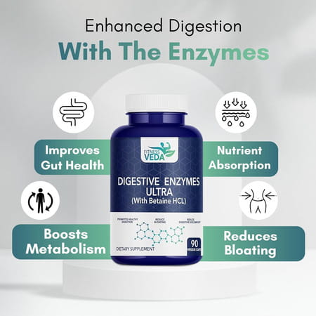 Fitnessveda Digestive Enzyme Capsules For Better Digestive Function | Healthy Gut