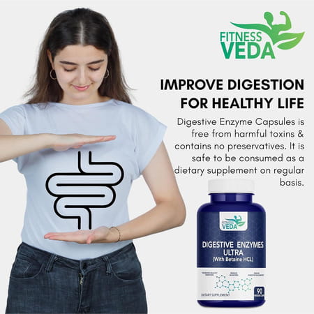 Fitnessveda Digestive Enzyme Capsules For Better Digestive Function | Healthy Gut