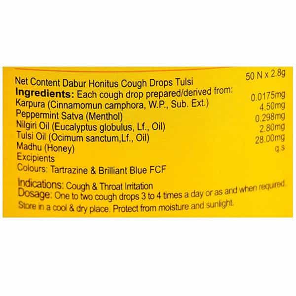 Dabur Honitus Cough Drops Mix Jumbo Pack | Lemon Tulsi And Ginger - 300N (2.8G)+15N Drops Free