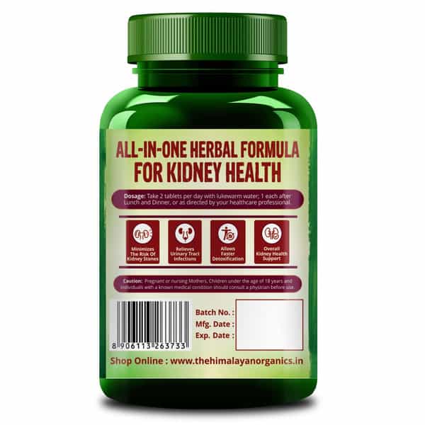Himalayan Organics Plant Based Kidney Detox | Bottle | 60 Veg Tablets
