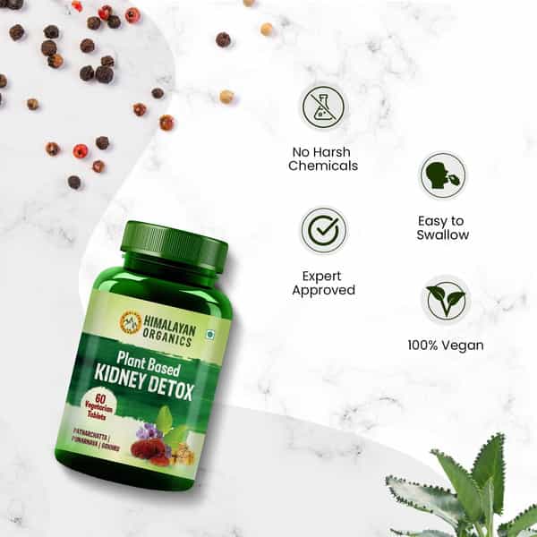 Himalayan Organics Plant Based Kidney Detox | Bottle | 60 Veg Tablets