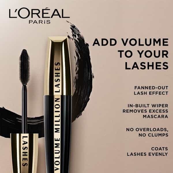 L'oreal Paris Volume Million Lashes Mascara Washable Black - 10.7Ml
