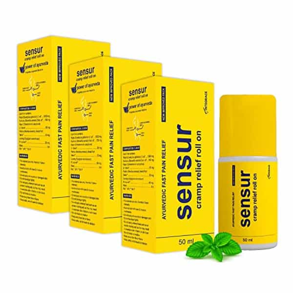 Sensur Ayurvedic Cramp Relief Roll On - 3 X 50Ml (Pack Of 3)| Fast & Safe Relief From Period Pain