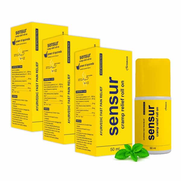 Sensur Ayurvedic Cramp Relief Roll On - 3 X 50Ml (Pack Of 3)| Fast & Safe Relief From Period Pain