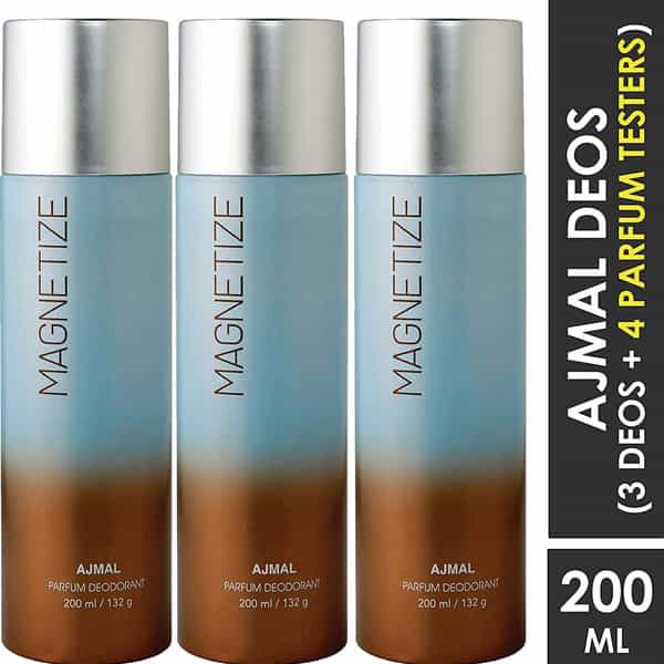 Ajmal Magnetize Deodorant Combo Pack Of 3 Deodorants 200Ml Each (Total 600Ml) For Men & Women