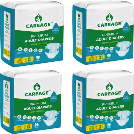 Careage Premium Adult Diaper | Unisex | Waist Size (35-63 Inches) - Xl (40 Pieces)