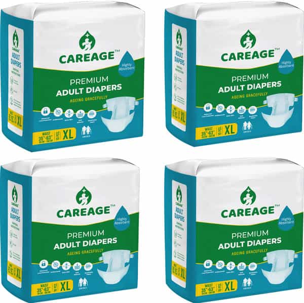Careage Premium Adult Diaper | Unisex | Waist Size (35-63 Inches) - Xl (40 Pieces)