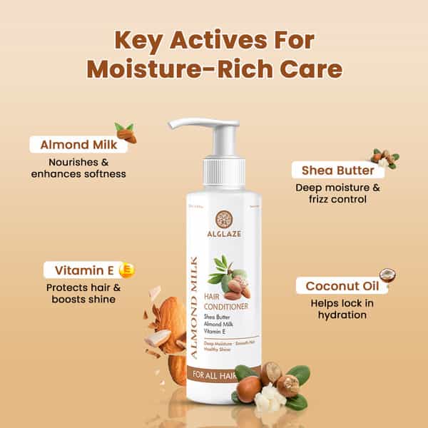 Alglaze Almond Milk Hair Conditioner | Deep Moisturizing | Shea Butter Almond Milk & Vit E | 200Ml