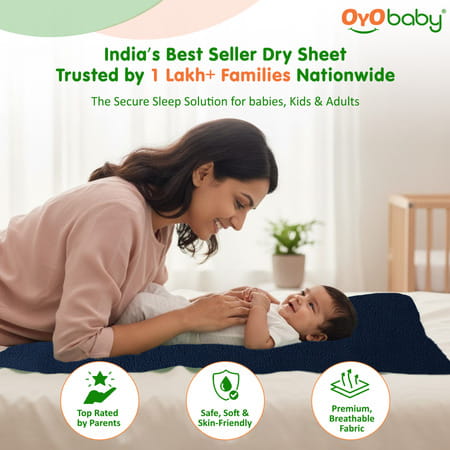 Oyo Baby Waterproof Bed Protector Baby Dry Sheet Small Dark Blue (50 Cm X 70 Cm)