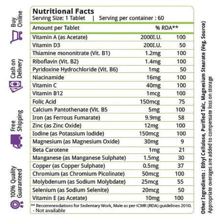 Natures Velvet Multivitamin Multiminerals & Antioxidants | 60 Tablets
