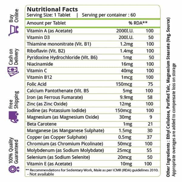 Natures Velvet Multivitamin Multiminerals & Antioxidants | 60 Tablets