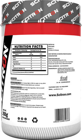 Scitron Citrulline Malate (50 Servings, 5g Citrulline Malate, 0 Fillers, No Added Sweetner) - 250g