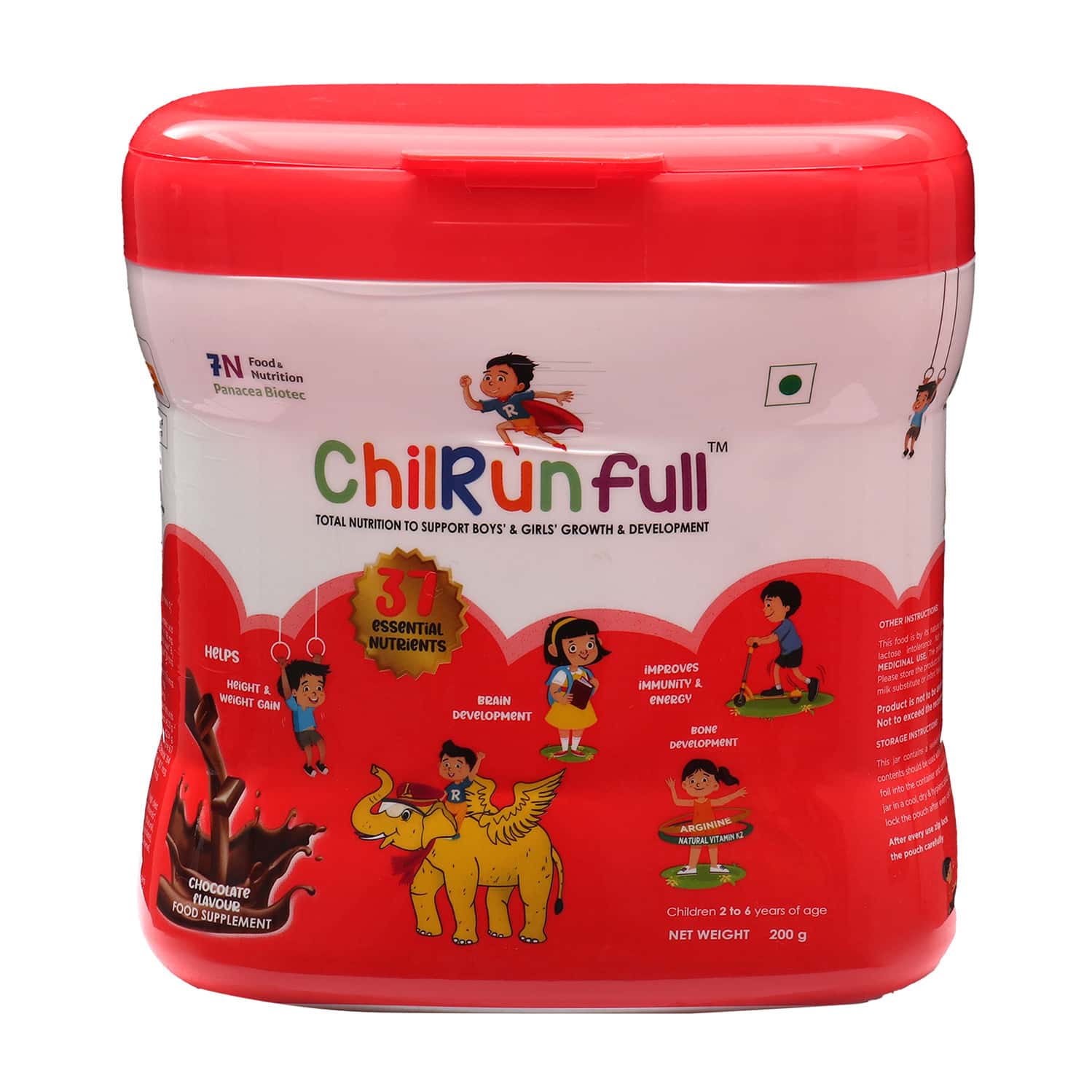 Chilrunfull Chocolate Flavour Total Nutrition To Support Childs Growth & Devlopment Jar Of 200gm