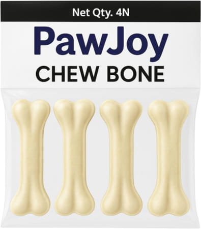 Paw Joy Rawhide Dog Chew Bone 4 Inches | Chicken Flavour | Dog Treats | 500 Gm