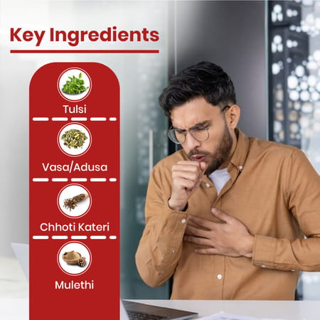 Baidyanath Kasamrit Sugar Free | Herbal Cough Syrup With Tulsi Mulethi Pippal & 9 Herbs - 100ml