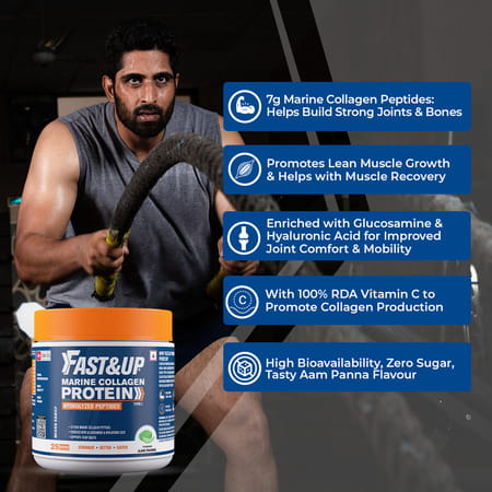 Fast&Up Sports Collagen Protein | 7g Type 1 Marine Collagen Peptides (25 Servings)