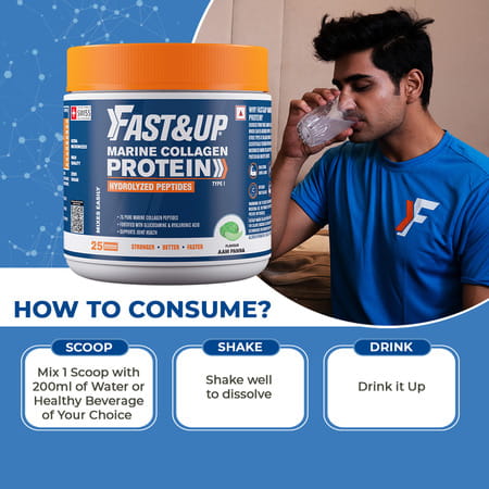 Fast&Up Sports Collagen Protein | 7g Type 1 Marine Collagen Peptides (25 Servings)