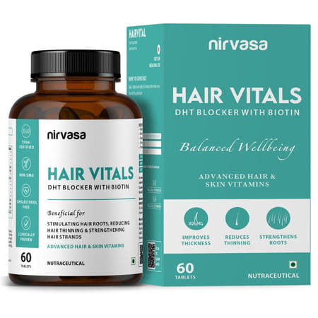 Nirvasa Hair Vitals Dht Blocker With Biotin | Hair Vitamins Tablets For Men & Women (60 Tablets)