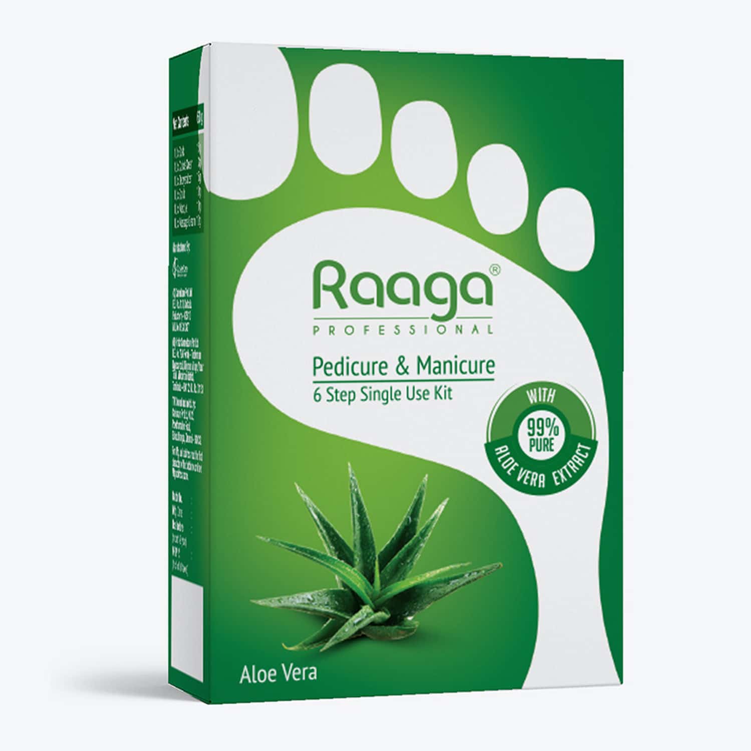 Raaga Professional Pedicure & Manicure 6 Step Single Use Kit | Aloe Vera | 6 Sachets (63 G)