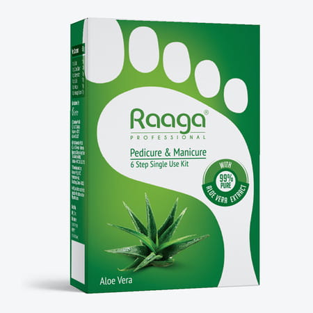 Raaga Professional Pedicure & Manicure 6 Step Single Use Kit | Aloe Vera | 6 Sachets (63 G)