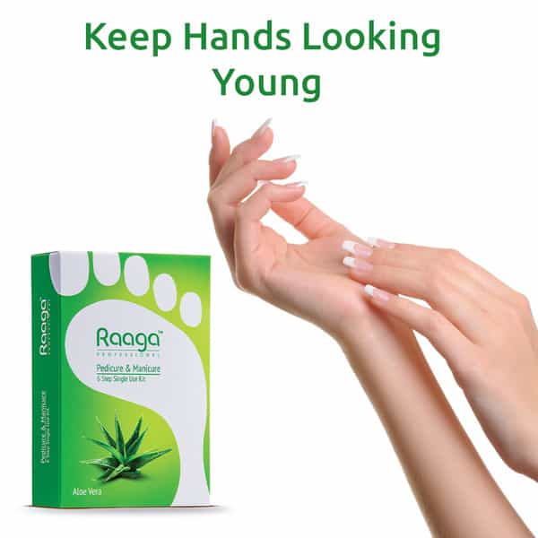 Raaga Professional Pedicure & Manicure 6 Step Single Use Kit | Aloe Vera | 6 Sachets (63 G)