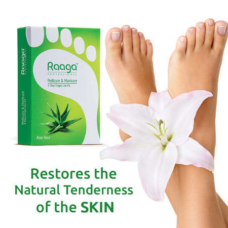 Raaga Professional Pedicure & Manicure 6 Step Single Use Kit | Aloe Vera | 6 Sachets (63 G)
