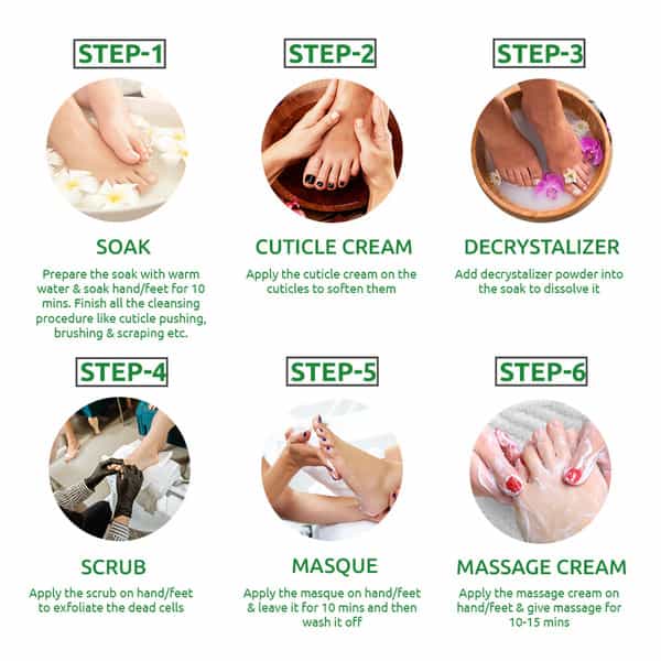 Raaga Professional Pedicure & Manicure 6 Step Single Use Kit | Aloe Vera | 6 Sachets (63 G)