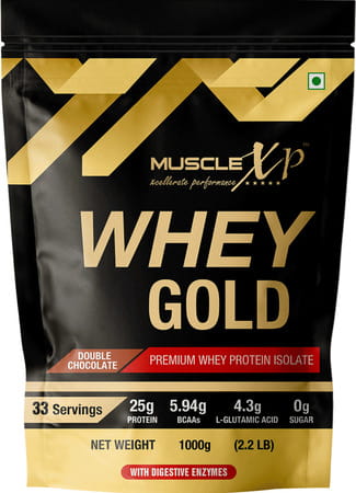 Musclexp Whey Gold Protein - Digestive Enzymes Double Chocolate 1kg (Pouch) + Shaker