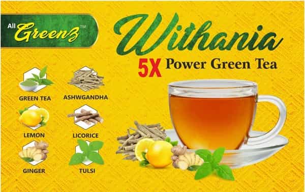 Smw's Lemon Green Tea With Ashwgandha | Vigor & Vitality | Greenz Withania - 30 Sachet