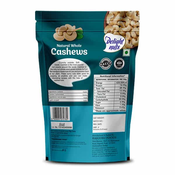 Delight Nuts Natural Whole Cashews 200Gm
