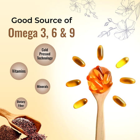 Four Seasons Flax Seed Oil Softgel Capsule - 60 | Omega 369 | Helps Skin | Heart & Brain Health