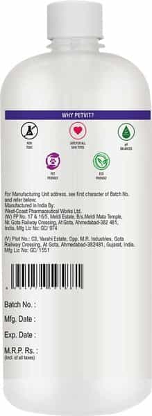 Petvit Anti-Tick Flea Larvae Lice Mosquitoes Shampoo With Vitamin E For All Breed Dog/Cat -1000 Ml