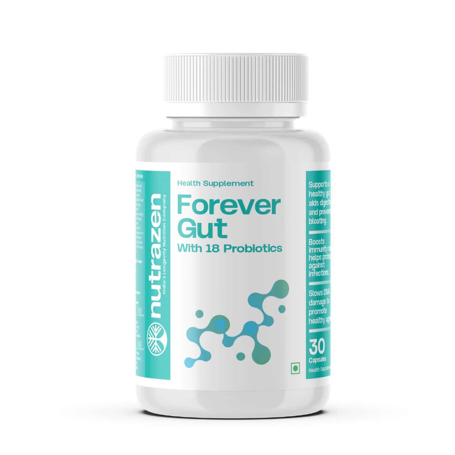 Nutrazen Nutrazen Forever Gut Probiotic For Digestive Health 30 Capsules For Adults - 30n