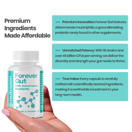 Nutrazen Nutrazen Forever Gut Probiotic For Digestive Health 30 Capsules For Adults - 30n