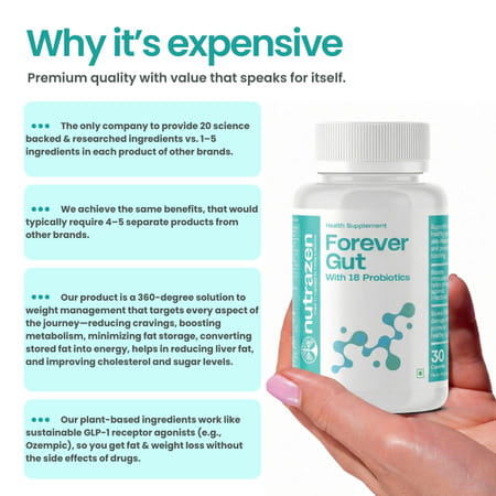 Nutrazen Nutrazen Forever Gut Probiotic For Digestive Health 30 Capsules For Adults - 30n