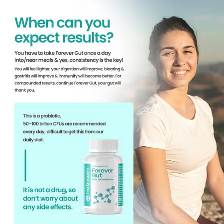 Nutrazen Nutrazen Forever Gut Probiotic For Digestive Health 30 Capsules For Adults - 30n
