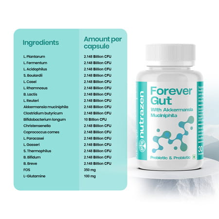 Nutrazen Nutrazen Forever Gut Probiotic For Digestive Health 30 Capsules For Adults - 30n