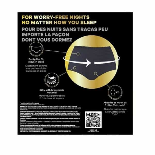 Always Zzzs Overnight Disposable Period Underwear S/M| Black Leakproof| 7N Pack Of 2