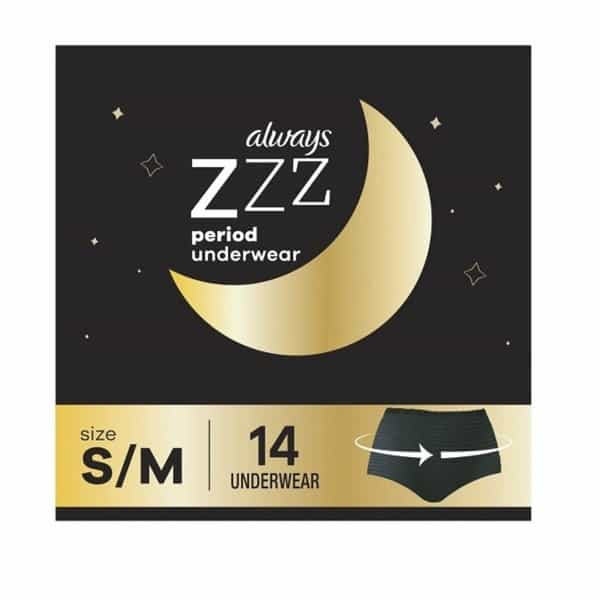Always Zzzs Overnight Disposable Period Underwear S/M| Black Leakproof| 7N Pack Of 2