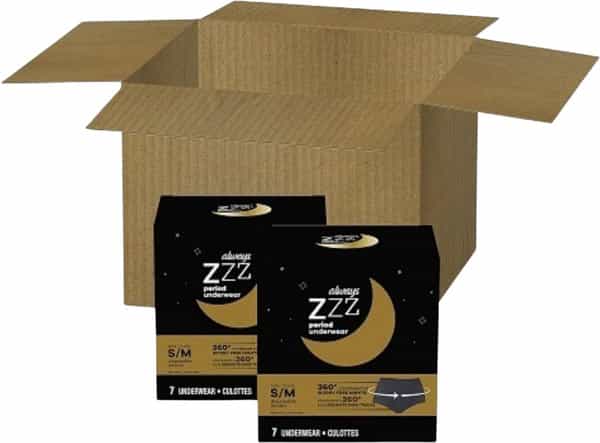 Always Zzzs Overnight Disposable Period Underwear S/M| Black Leakproof| 7N Pack Of 2